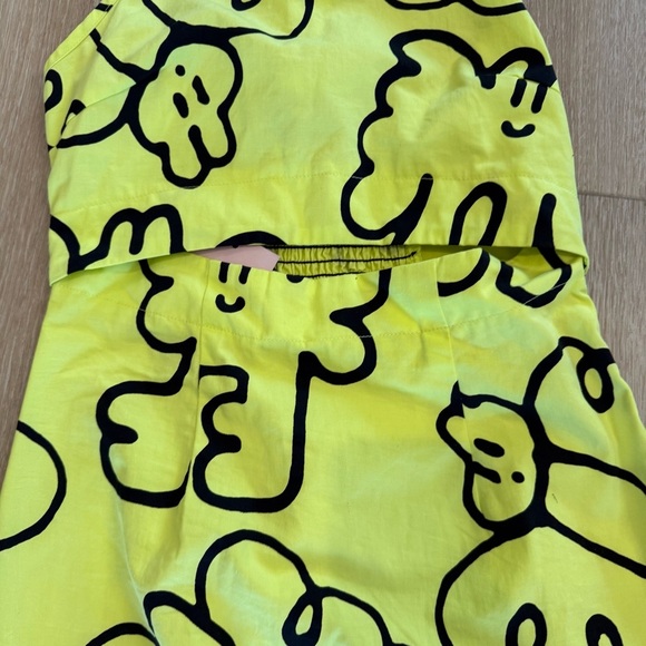 Lazy Oaf Butterfly Novelty Print Cut Out Midi Dress Neon Yellow Sz 2 Art to Wear - Picture 6 of 14
